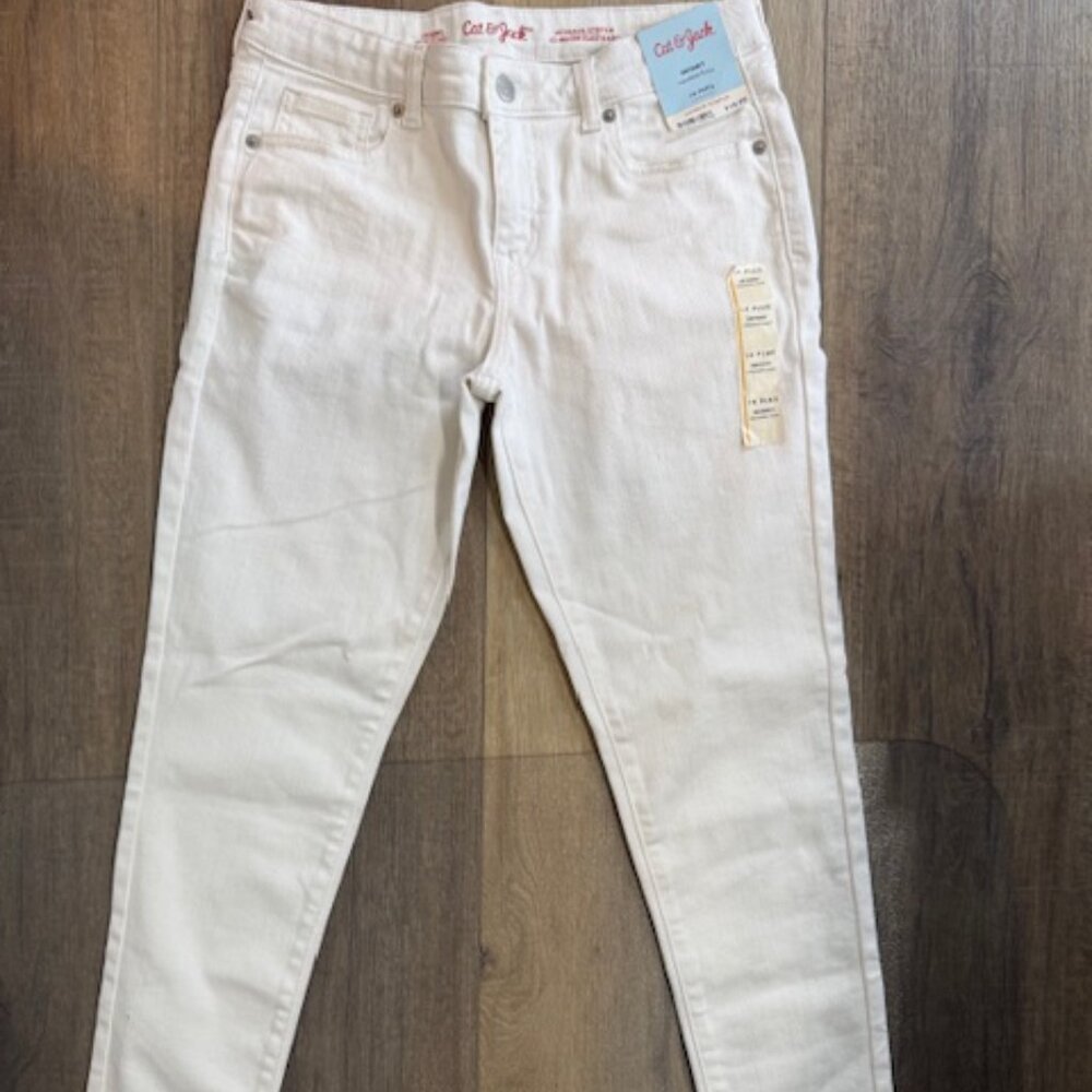 NEW Cat & Jack Skinny White Jeans Sz. 14 Plus 5 Pockets